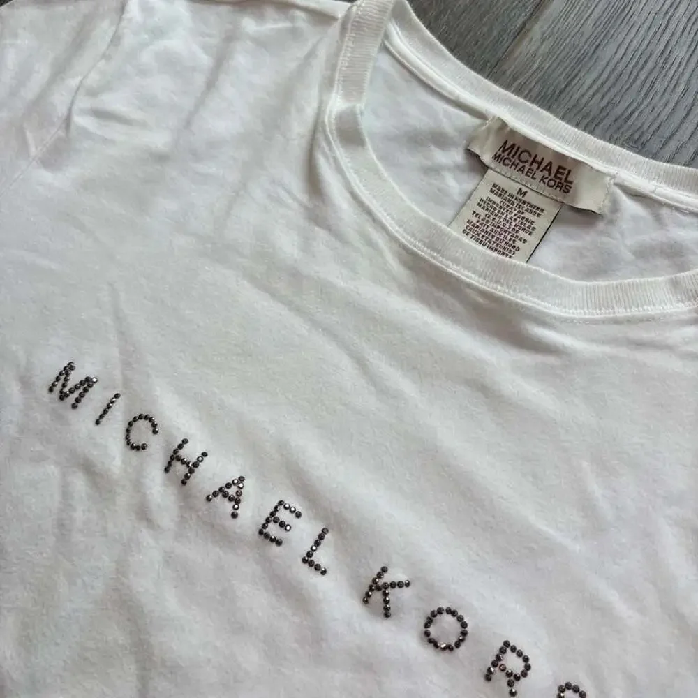 Michael Michael Kors Rhinestone Logo T-Shirt White Medium